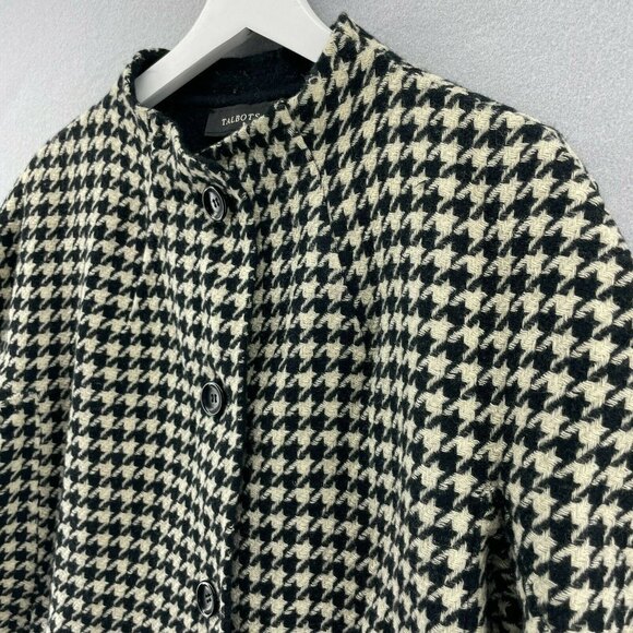 Talbots Wool Houndstooth Knit Jacket Womens Large Coat Sweater Career Dogtooth - Picture 4 of 9
